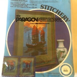 PARAGON NEEDLECRAFT Stitchery Kit Oriental Junk Boat Wall Hanging